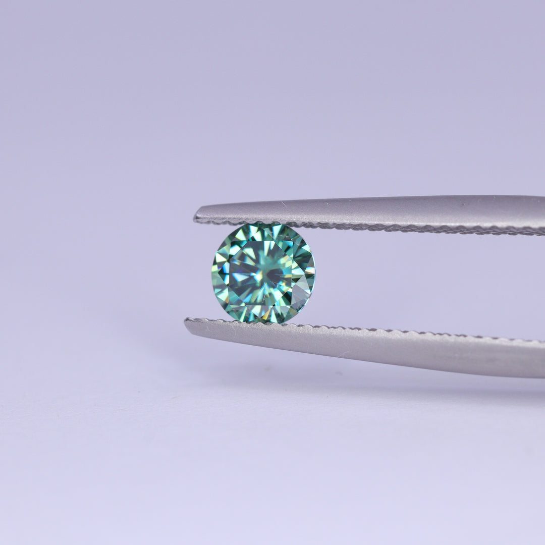 0.60ct Round Teal Moissanite Loose Gemstones