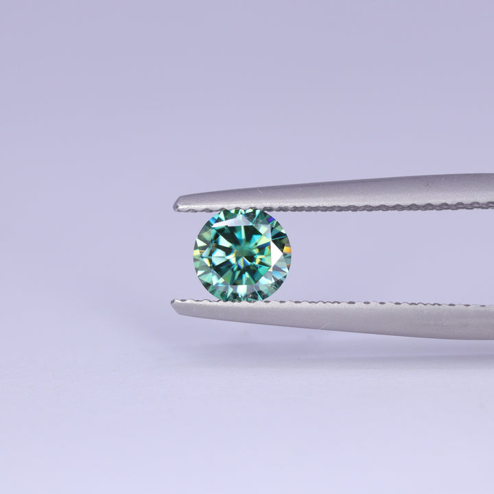 0.60ct Round Teal Moissanite Loose Gemstones