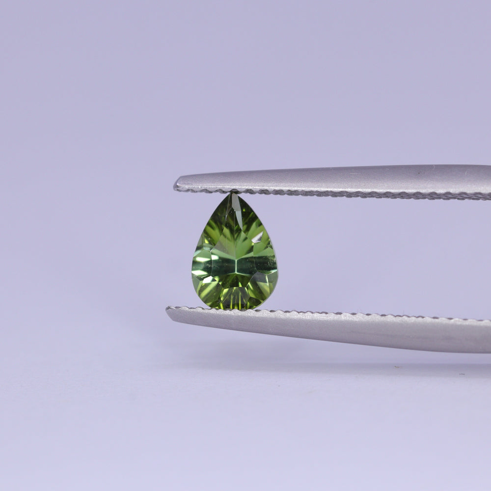 0.65ct Pear Cut Green Optix Concave Tourmaline Loose Gemstones