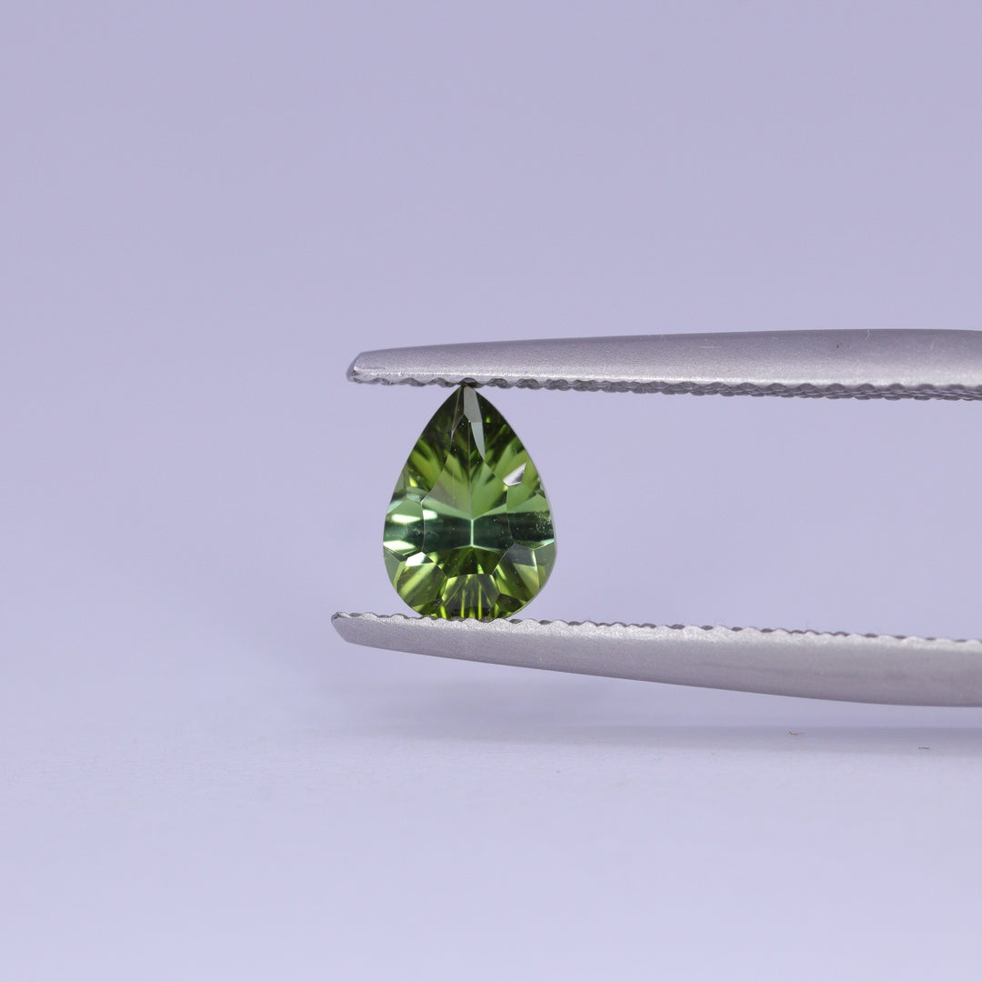 0.65ct Pear Cut Green Optix Concave Tourmaline Loose Gemstones