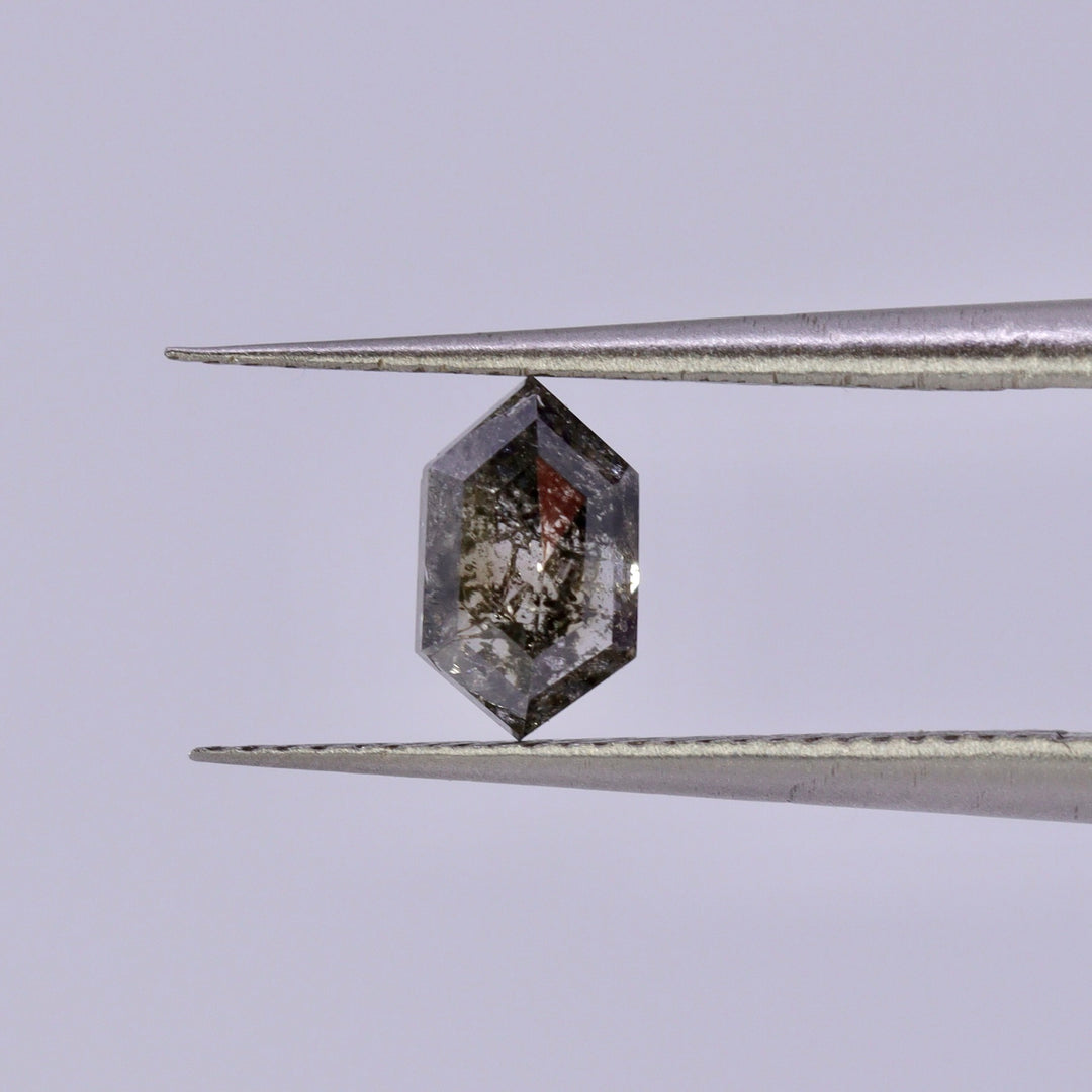 Salt and pepper diamond | 0.66ct elongated hexagon cut Loose Gemstone