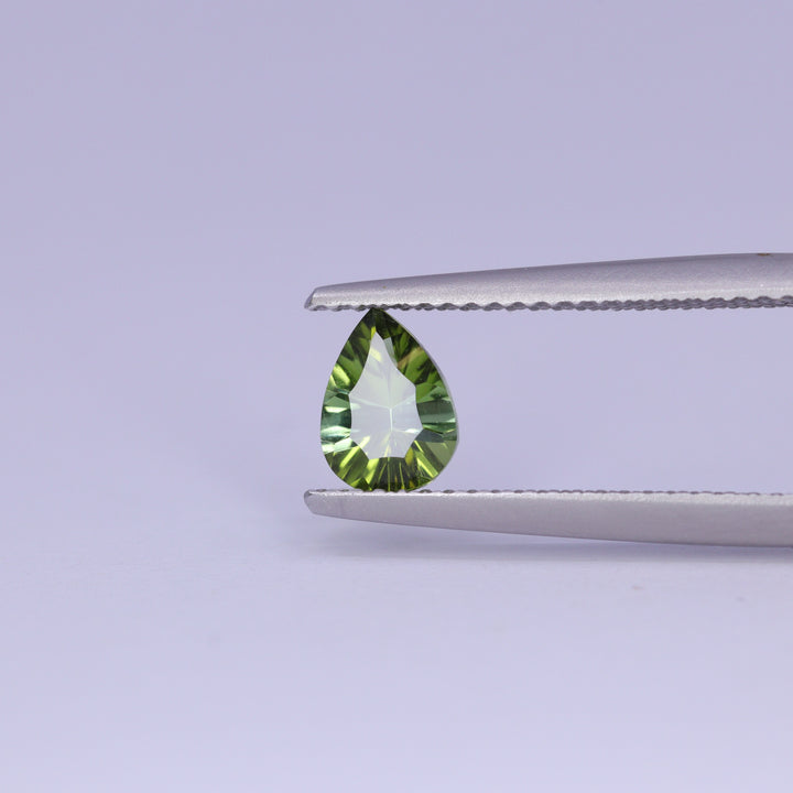 0.67ct Pear Cut Green Optix Concave Tourmaline Loose Gemstones
