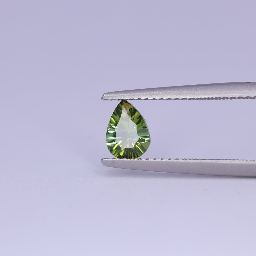 0.67ct Pear Cut Green Optix Concave Tourmaline Loose Gemstones