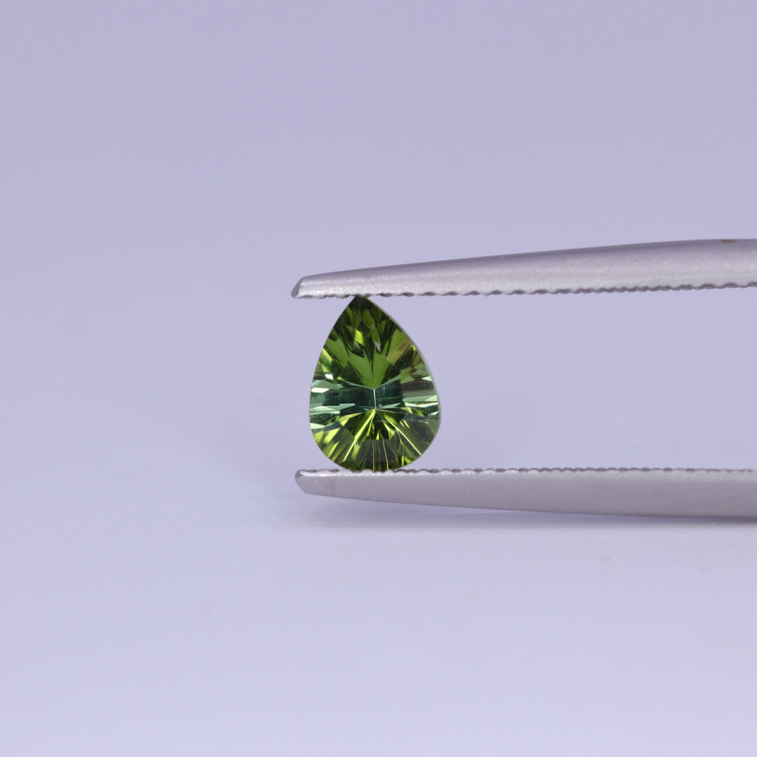0.67ct Pear Cut Green Optix Concave Tourmaline Loose Gemstones