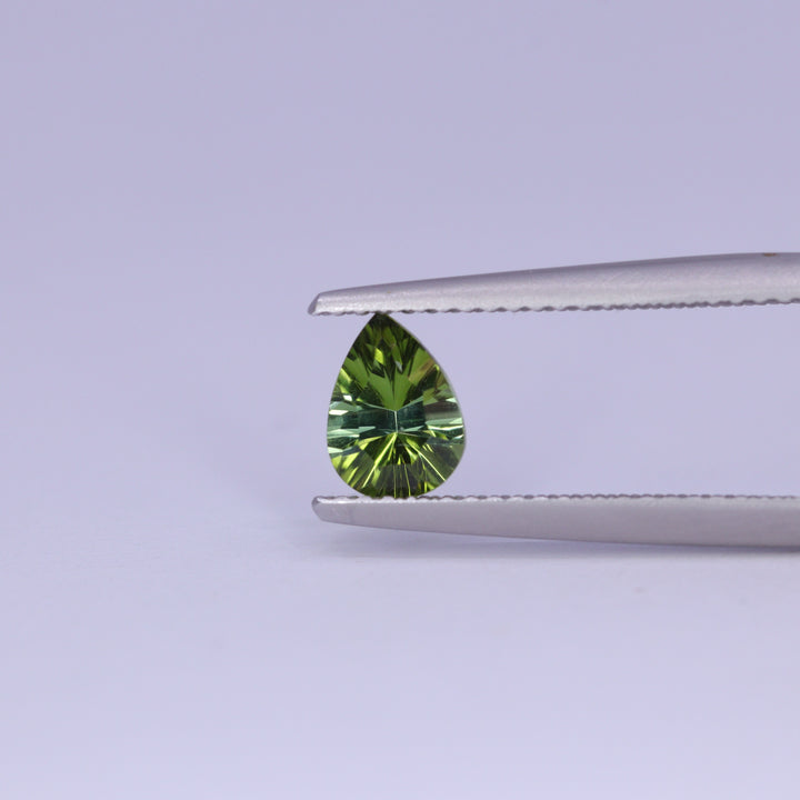 0.67ct Pear Cut Green Optix Concave Tourmaline Loose Gemstones