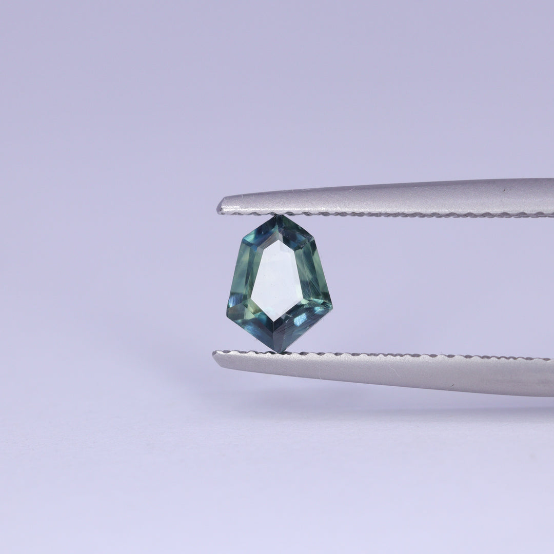 0.86ct Geometric Shield Teal Montana Sapphire Loose Gemstones