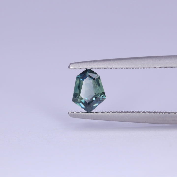 0.86ct Geometric Shield Teal Montana Sapphire Loose Gemstones