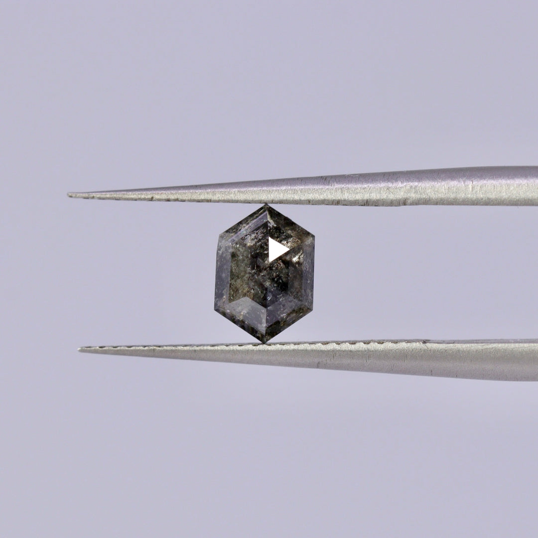 Salt and pepper diamond | 0.94ct elongated hexagon cut Loose Gemstone