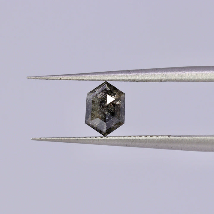 Salt and pepper diamond | 0.94ct elongated hexagon cut Loose Gemstone
