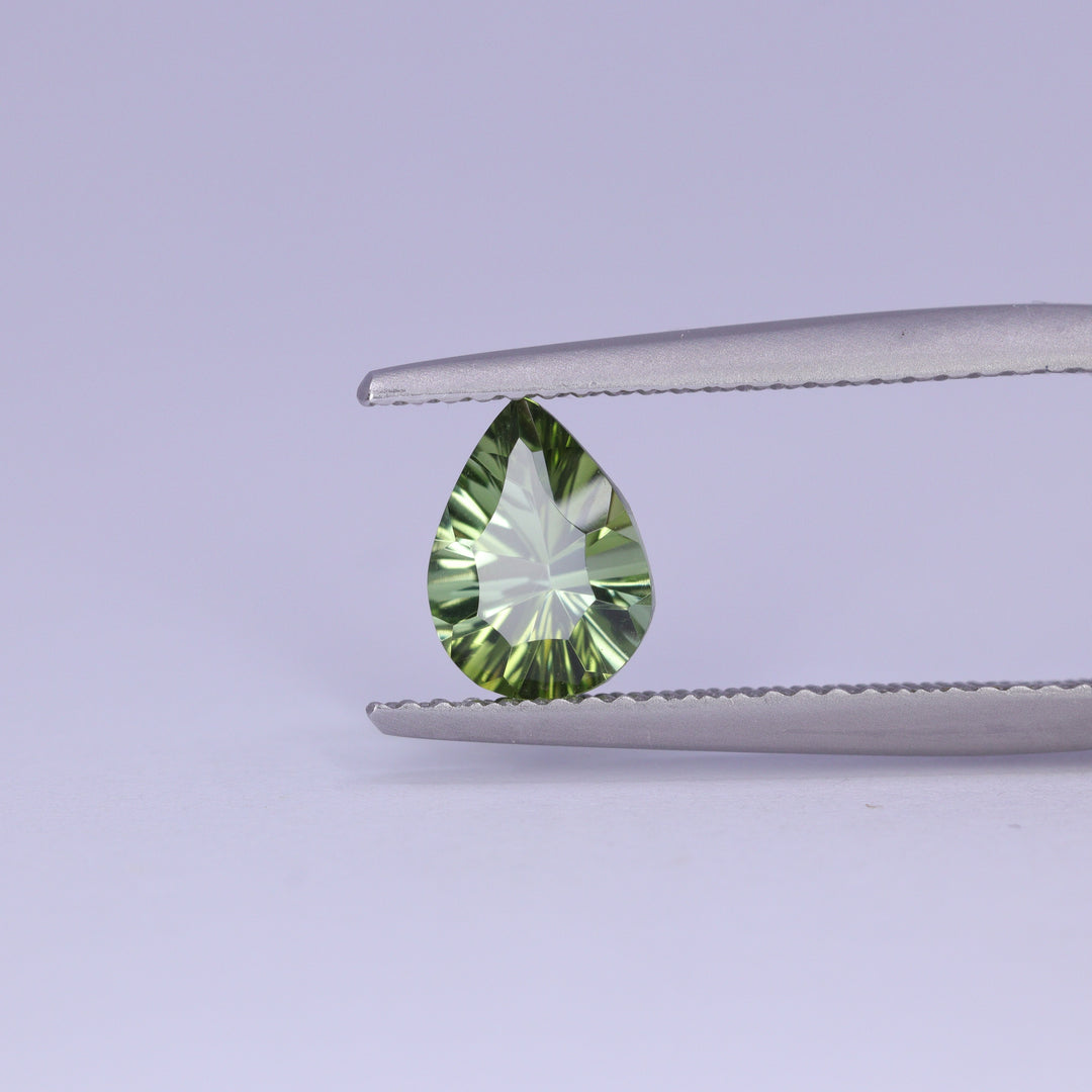 0.98ct Pear Cut Green Optix Concave Tourmaline Loose Gemstones