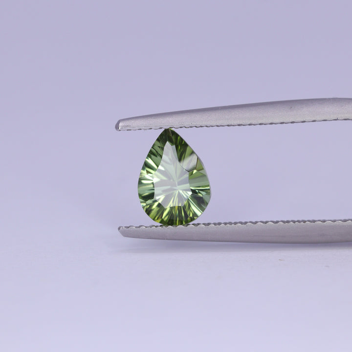 0.98ct Pear Cut Green Optix Concave Tourmaline Loose Gemstones