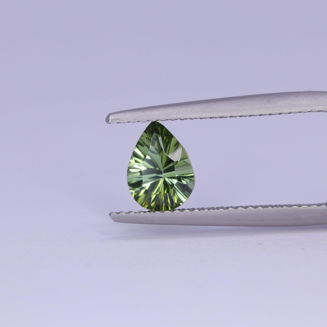 0.98ct Pear Cut Green Optix Concave Tourmaline Loose Gemstones