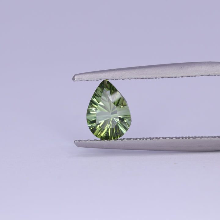 0.98ct Pear Cut Green Optix Concave Tourmaline Loose Gemstones