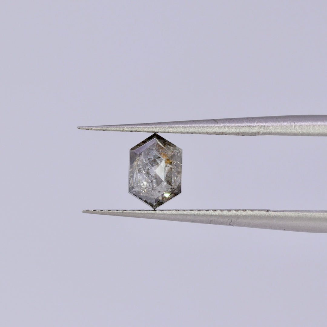 Salt and pepper diamond | 0.98ct elongated hexagon cut Loose Gemstone