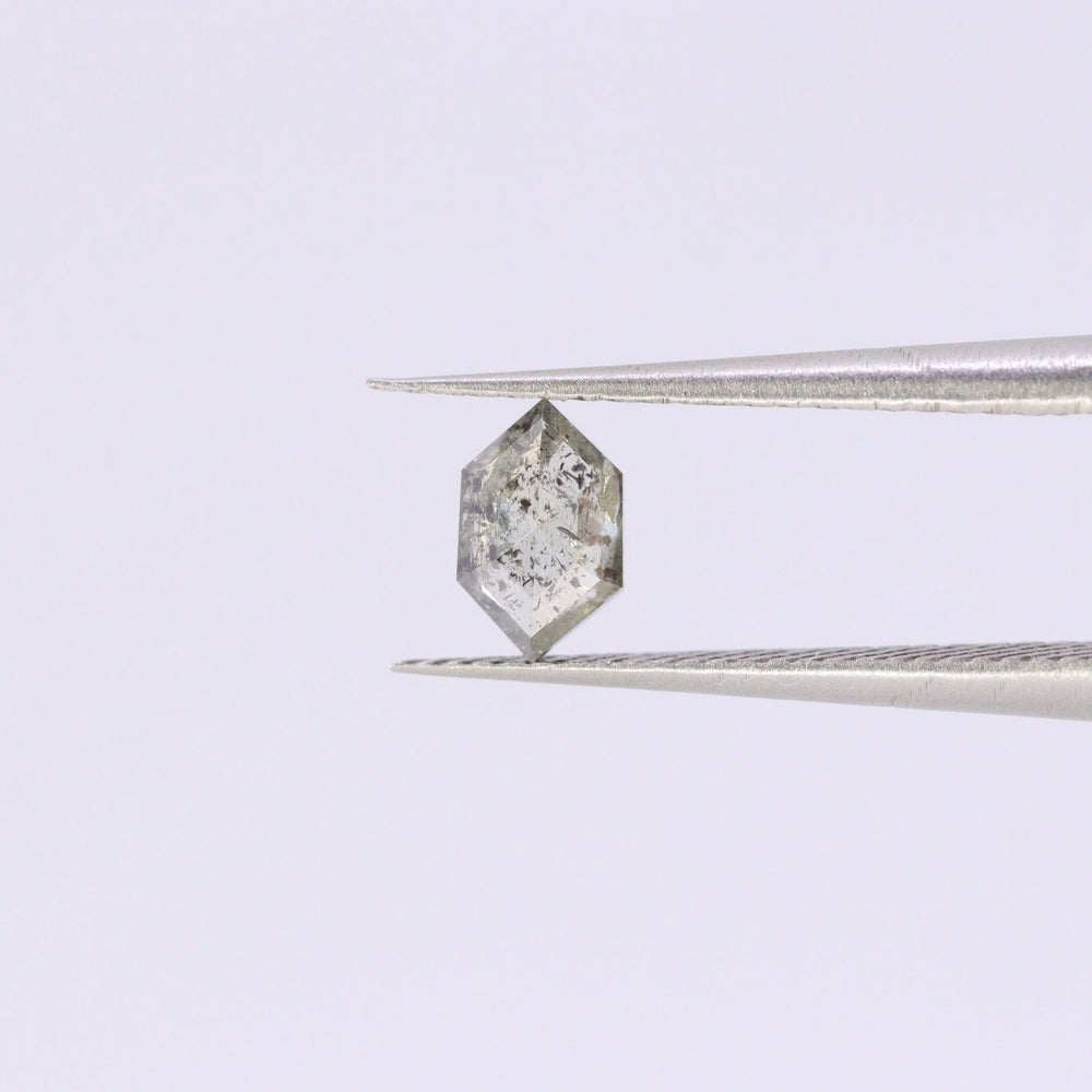 Salt and Pepper Diamond | 0.37ct Elongated Hexagon Cut, Loose Gemstone Loose Gemstones