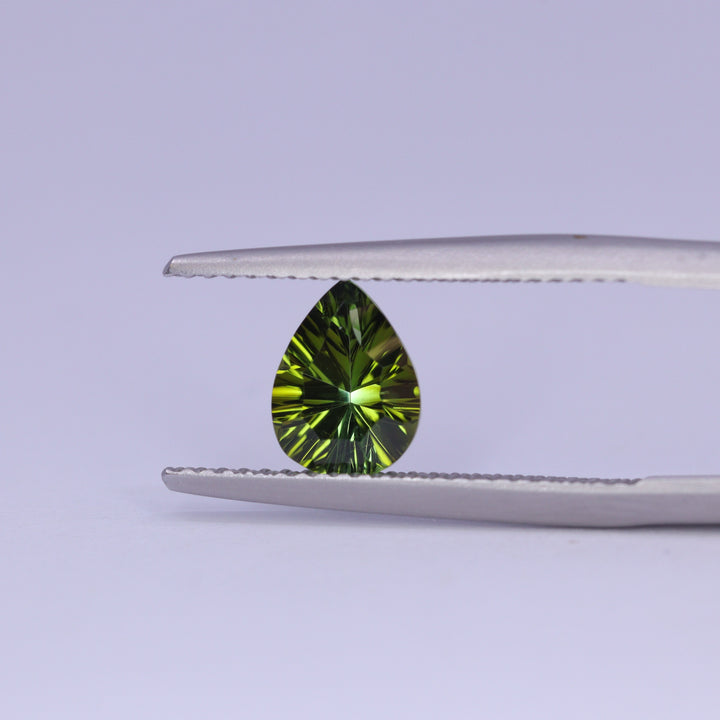 1.06ct Pear Cut Green Optix Concave Tourmaline Loose Gemstones
