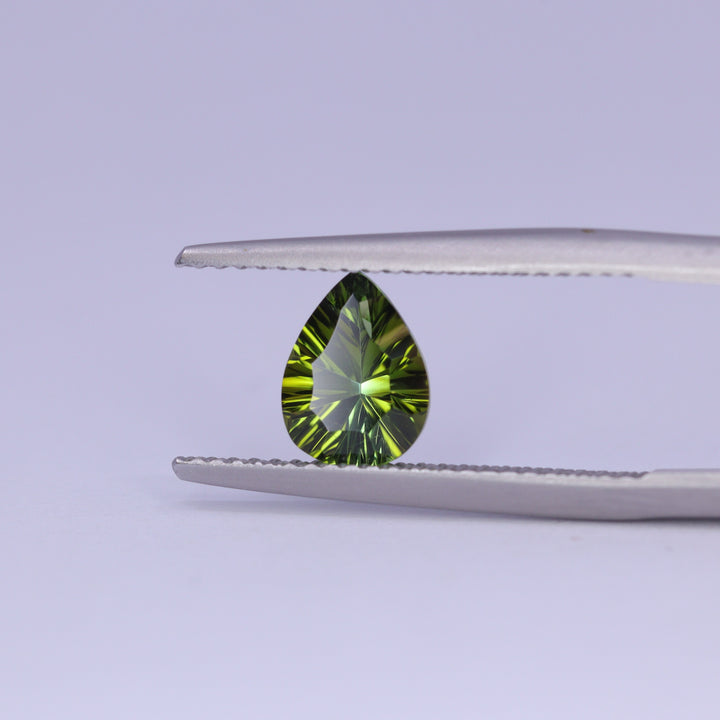 1.06ct Pear Cut Green Optix Concave Tourmaline Loose Gemstones