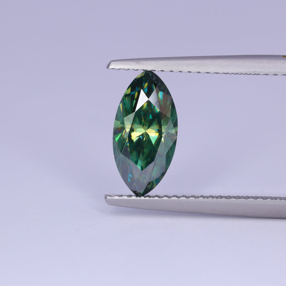 1.85ct Marquise Cut Green Teal Moissanite Loose Gemstones