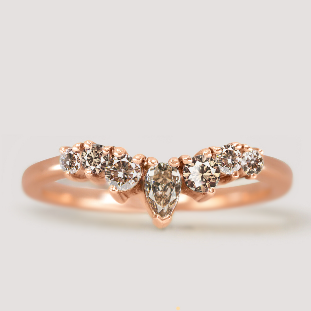 Emma - Champagne Diamond Tiara Wedding Ring - Made-To-Order Wedding Rings - Made-to-Order