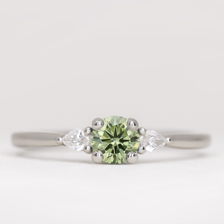 Elspeth - Round Brilliant Cut Coloured Lab Grown Diamond Trilogy Engagement Ring Engagement Rings - Price On Application