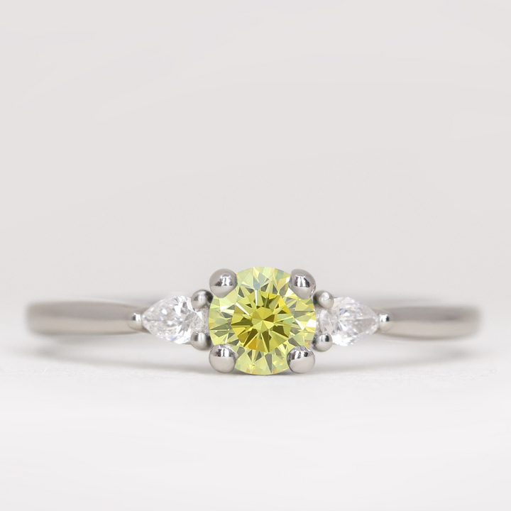 Elspeth - Round Brilliant Cut Coloured Lab Grown Diamond Trilogy Engagement Ring Engagement Rings - Price On Application
