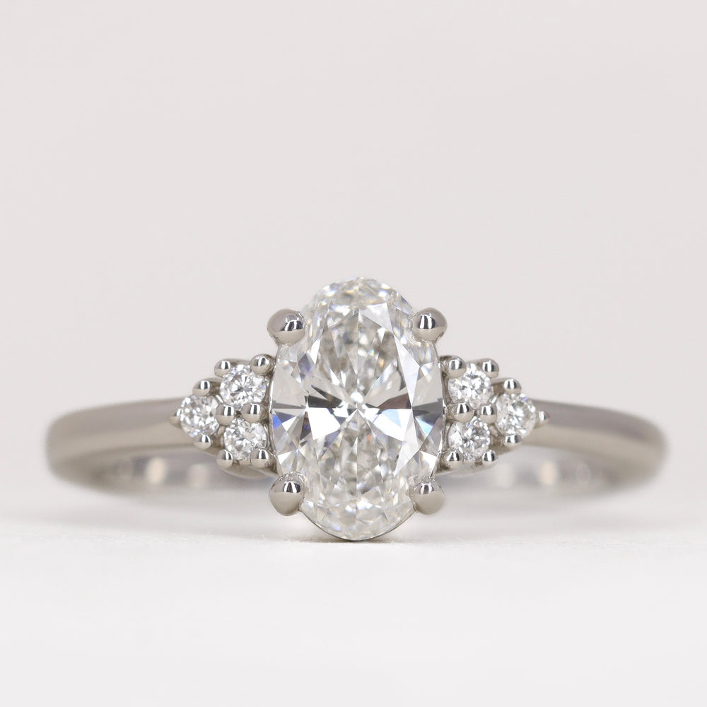 Henrietta - Oval Cut Trefoil Cluster Engagement Ring Setting