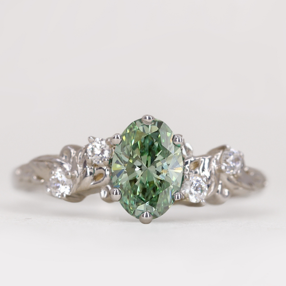 Laurel - Oval Cut Colour Lab Grown Diamond Floral Engagement Ring Engagement Rings - Price On Application