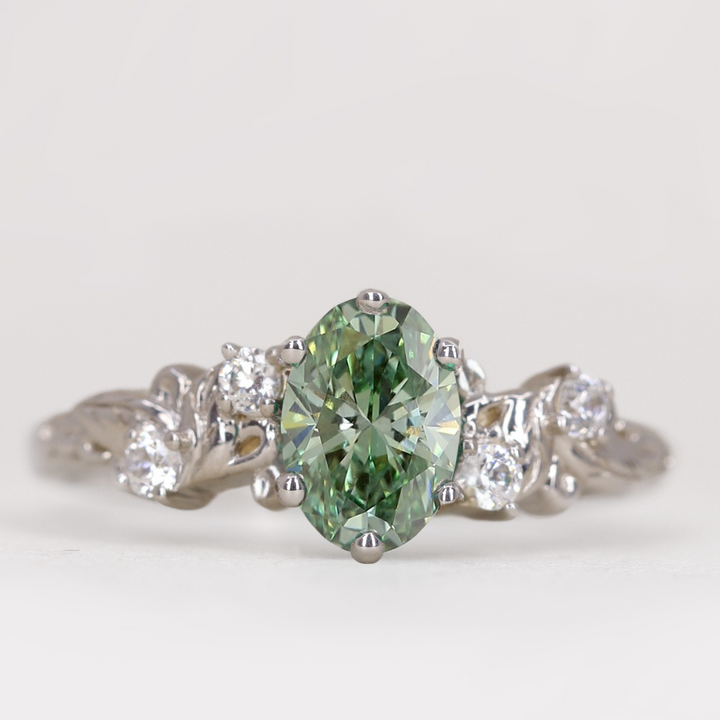 Laurel - Oval Cut Colour Lab Grown Diamond Floral Engagement Ring Engagement Rings - Price On Application