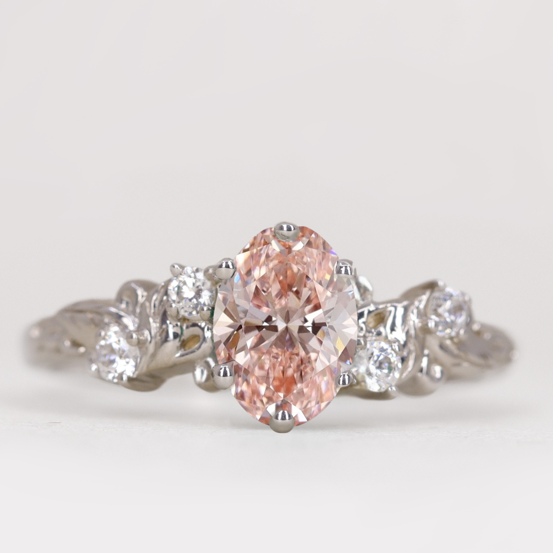 Laurel - Oval Cut Colour Lab Grown Diamond Floral Engagement Ring Engagement Rings - Price On Application