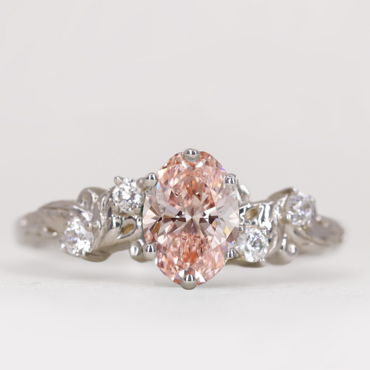 Laurel - Oval Cut Colour Lab Grown Diamond Floral Engagement Ring Engagement Rings - Price On Application