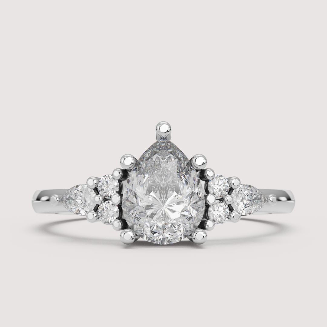Alana - Pear Cut Floral Cluster Engagement Ring Setting