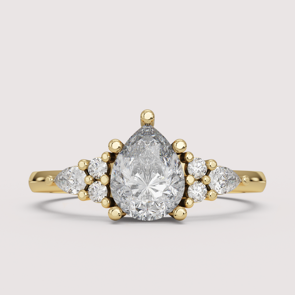 Alana - Pear Cut Floral Cluster Engagement Ring Setting