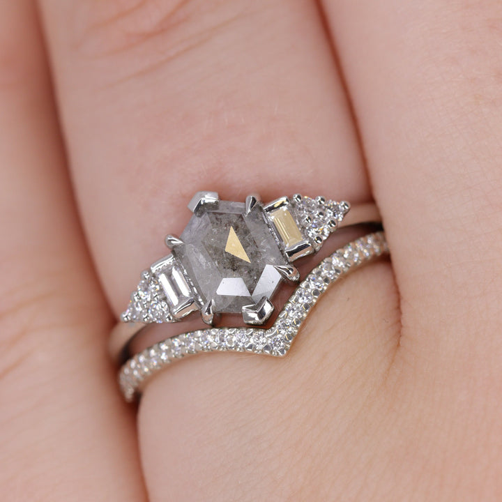 Arden - Salt & Pepper Diamond Art Deco Ring - Ready-to-Wear Engagement Rings - Ready-to-Ship
