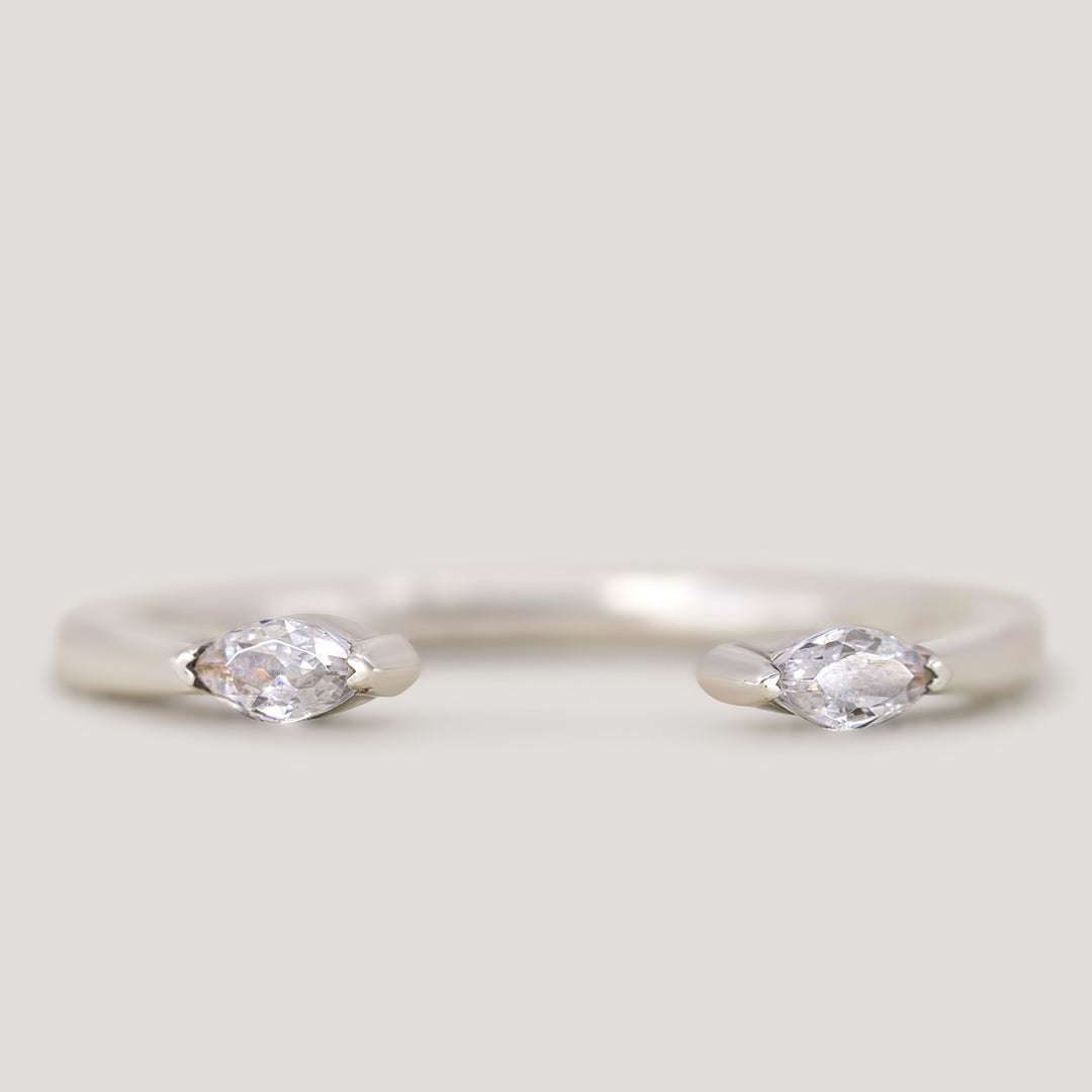 Athena - Marquise Cut Diamond Set Open Cuff Wedding Ring - Made-to-Order Wedding Rings - Made-to-Order