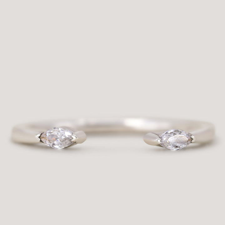 Athena - Marquise Cut Diamond Set Open Cuff Wedding Ring - Made-to-Order Wedding Rings - Made-to-Order