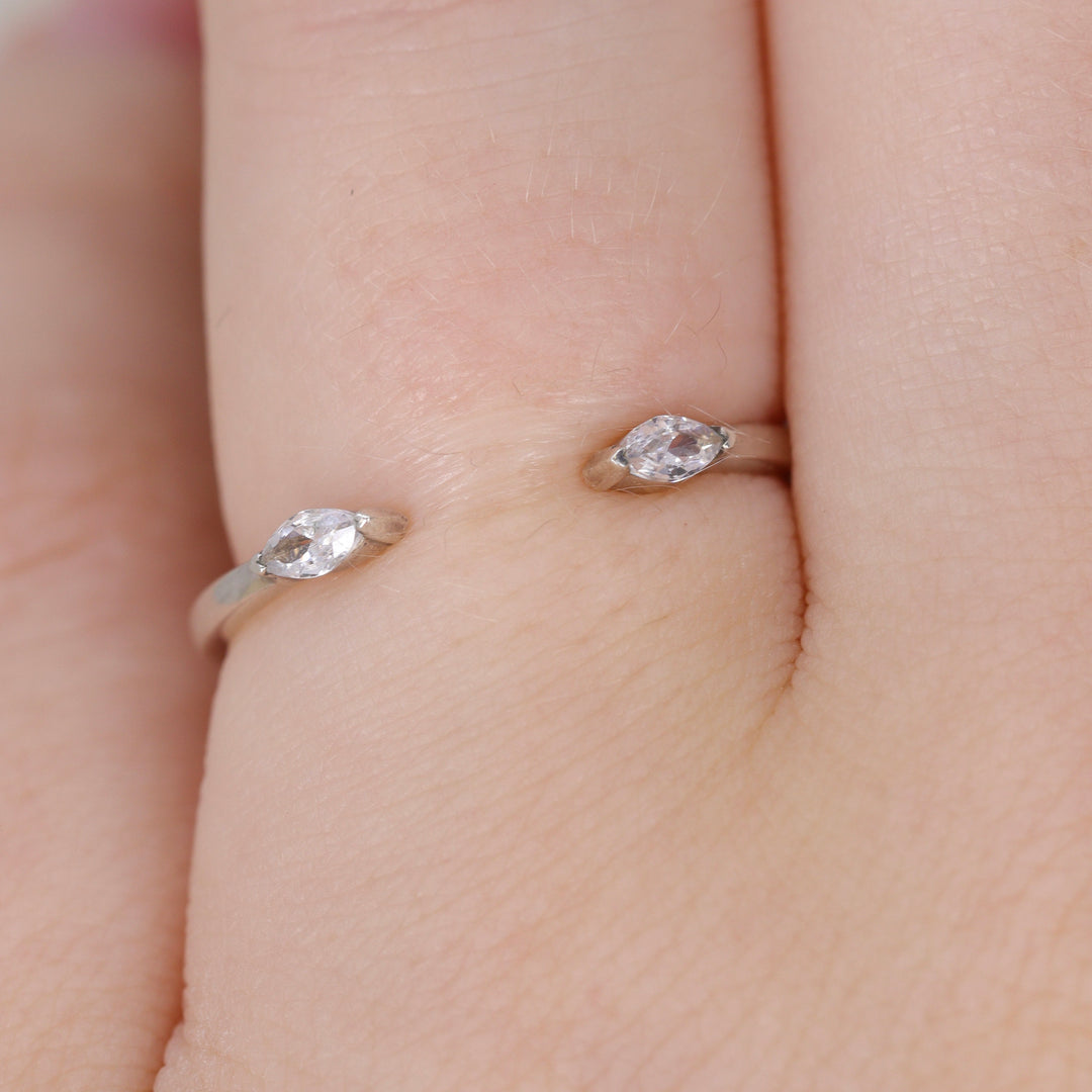 Athena - Marquise Cut Diamond Set Open Cuff Wedding Ring - Made-to-Order Wedding Rings - Made-to-Order