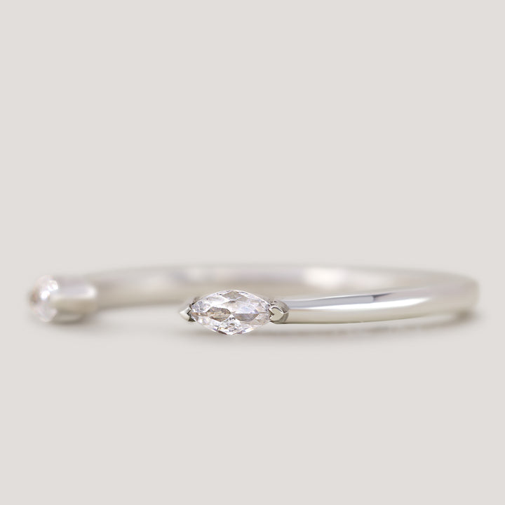 Athena - Marquise Cut Diamond Set Open Cuff Wedding Ring - Made-to-Order Wedding Rings - Made-to-Order
