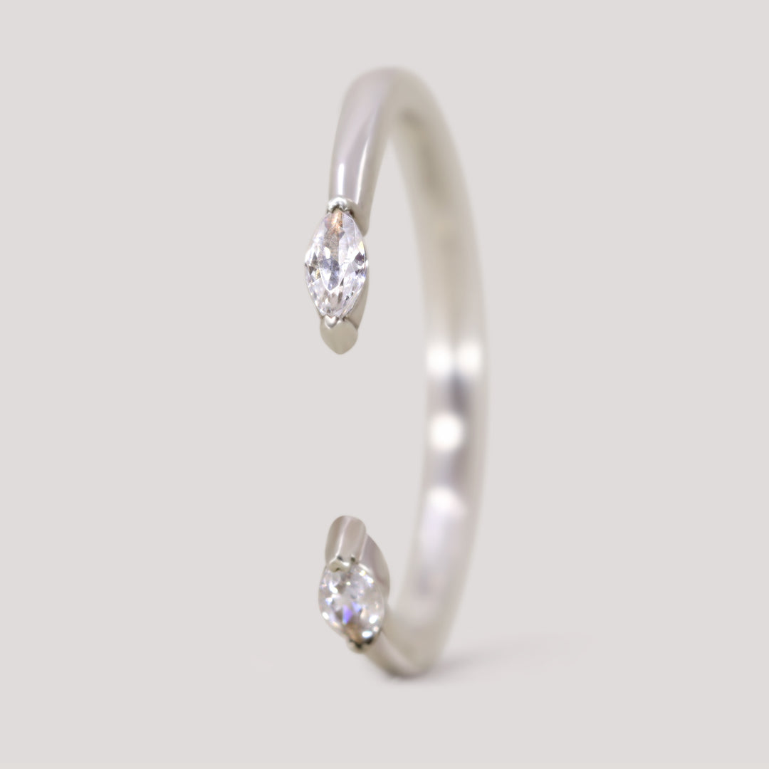 Athena - Marquise Cut Diamond Set Open Cuff Wedding Ring - Made-to-Order Wedding Rings - Made-to-Order