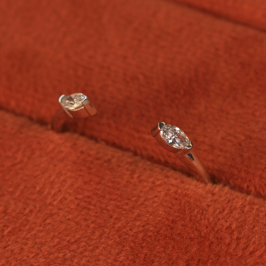 Athena - Marquise Cut Diamond Set Open Cuff Wedding Ring - Made-to-Order Wedding Rings - Made-to-Order