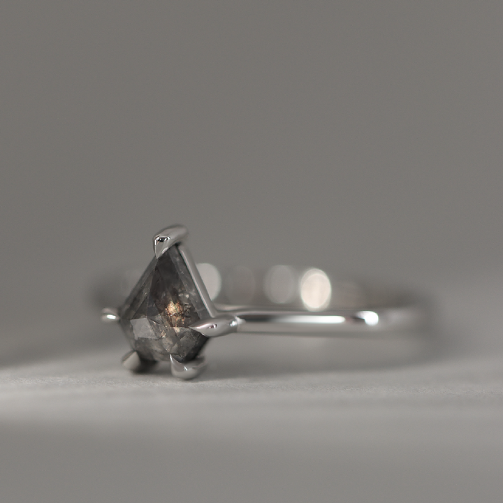 Avery - Shield Cut Salt and Pepper Diamond Solitaire Engagement Ring Engagement Rings - Price On Application