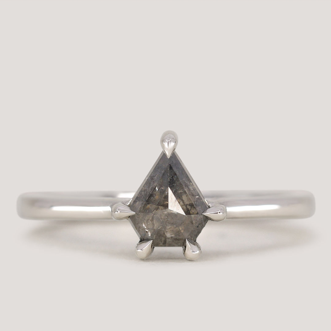Avery - Shield Cut Salt and Pepper Diamond Solitaire Engagement Ring Engagement Rings - Price On Application