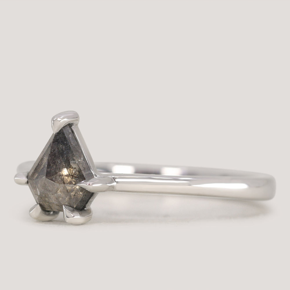 Avery - Shield Cut Salt and Pepper Diamond Solitaire Engagement Ring Engagement Rings - Price On Application