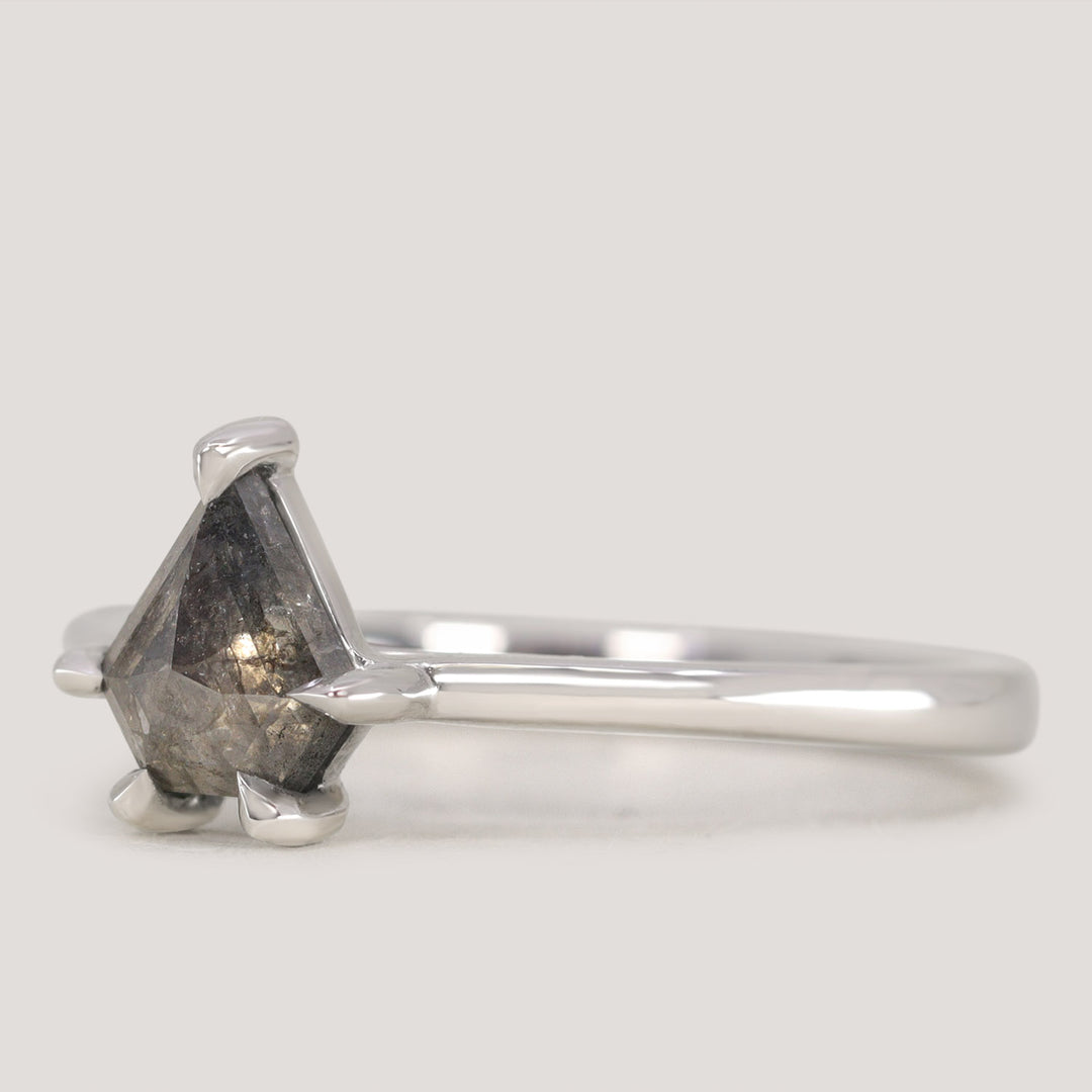 Avery - Shield Cut Salt and Pepper Diamond Solitaire Engagement Ring Engagement Rings - Price On Application