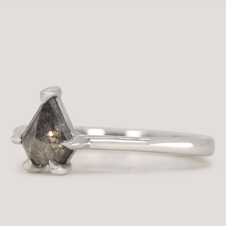 Avery - Shield Cut Salt and Pepper Diamond Solitaire Engagement Ring Engagement Rings - Price On Application