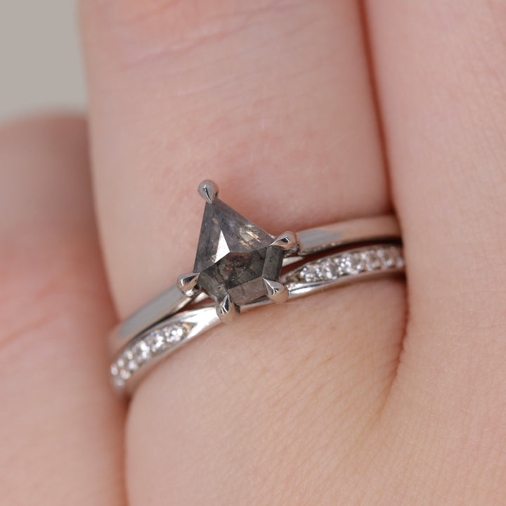 Avery - Shield Cut Salt and Pepper Diamond Solitaire Engagement Ring Engagement Rings - Price On Application