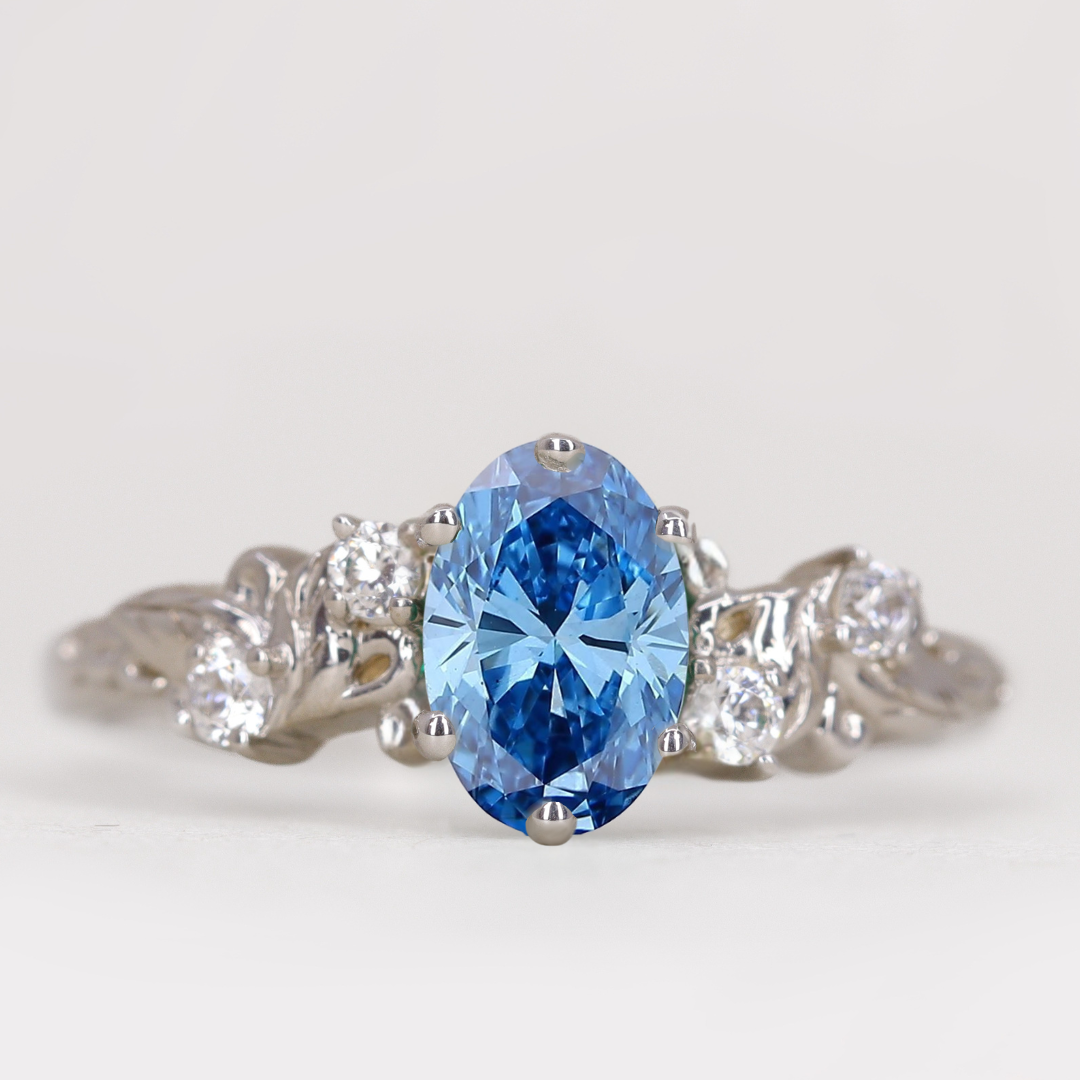 Laurel - Oval Cut Colour Lab Grown Diamond Floral Engagement Ring Engagement Rings - Price On Application