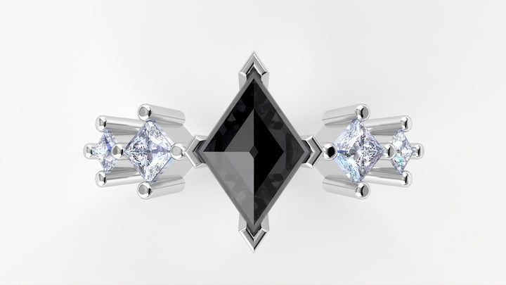 Bonnie - The Taylor Collection - Kite Shaped Salt & Pepper Diamond Engagement Ring Engagement Rings - Price On Application