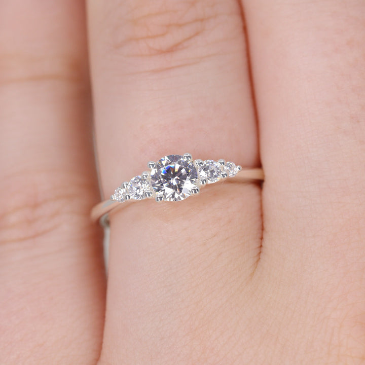 Caitlin - Round Cut 5 Stone Engagement Ring Setting