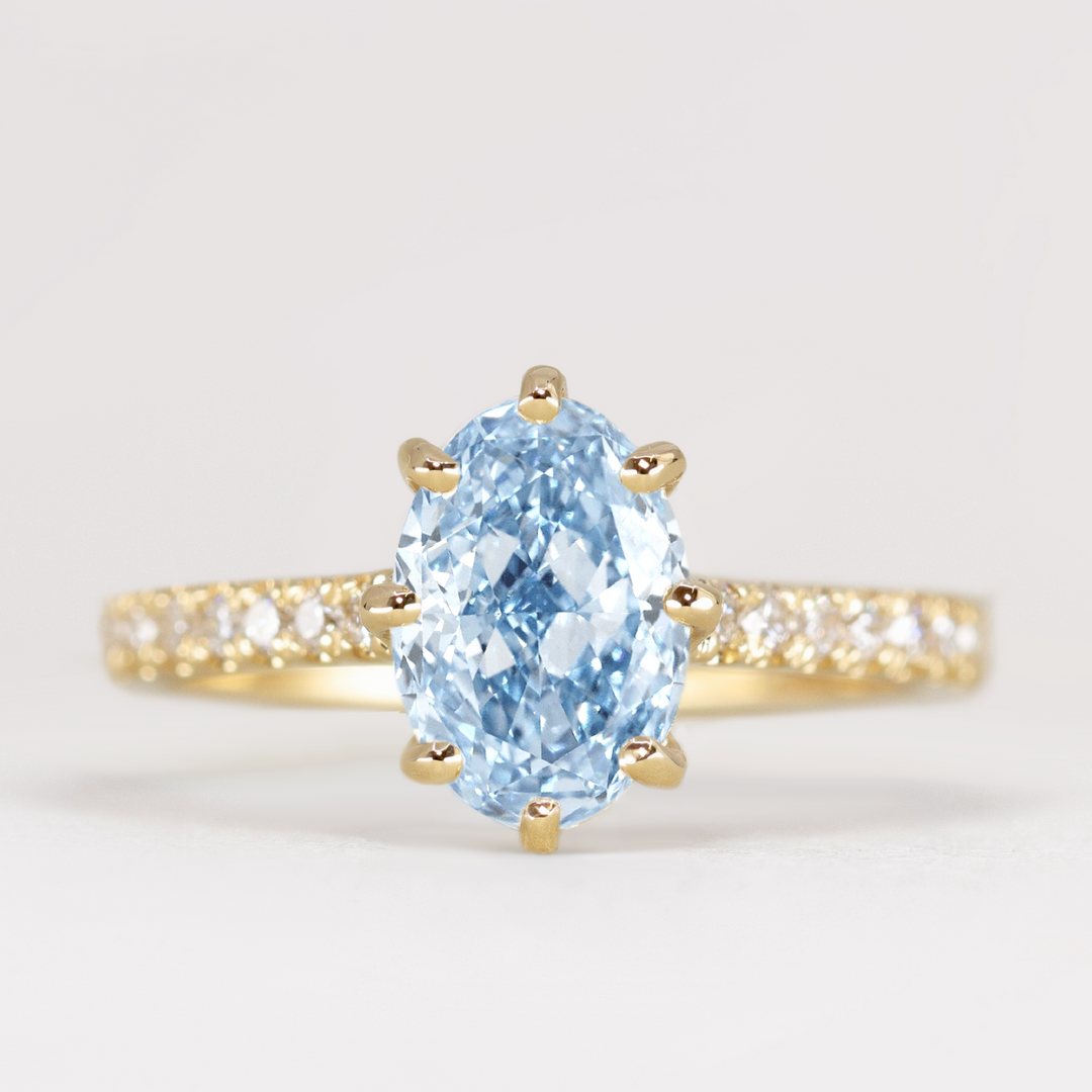 Carmen - Oval Cut Coloured Lab Grown Diamond Solitaire Engagement Ring Engagement Rings - Price On Application