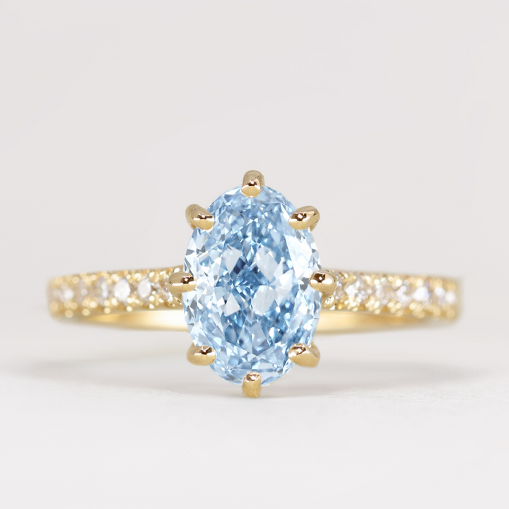 Carmen - Oval Cut Coloured Lab Grown Diamond Solitaire Engagement Ring Engagement Rings - Price On Application